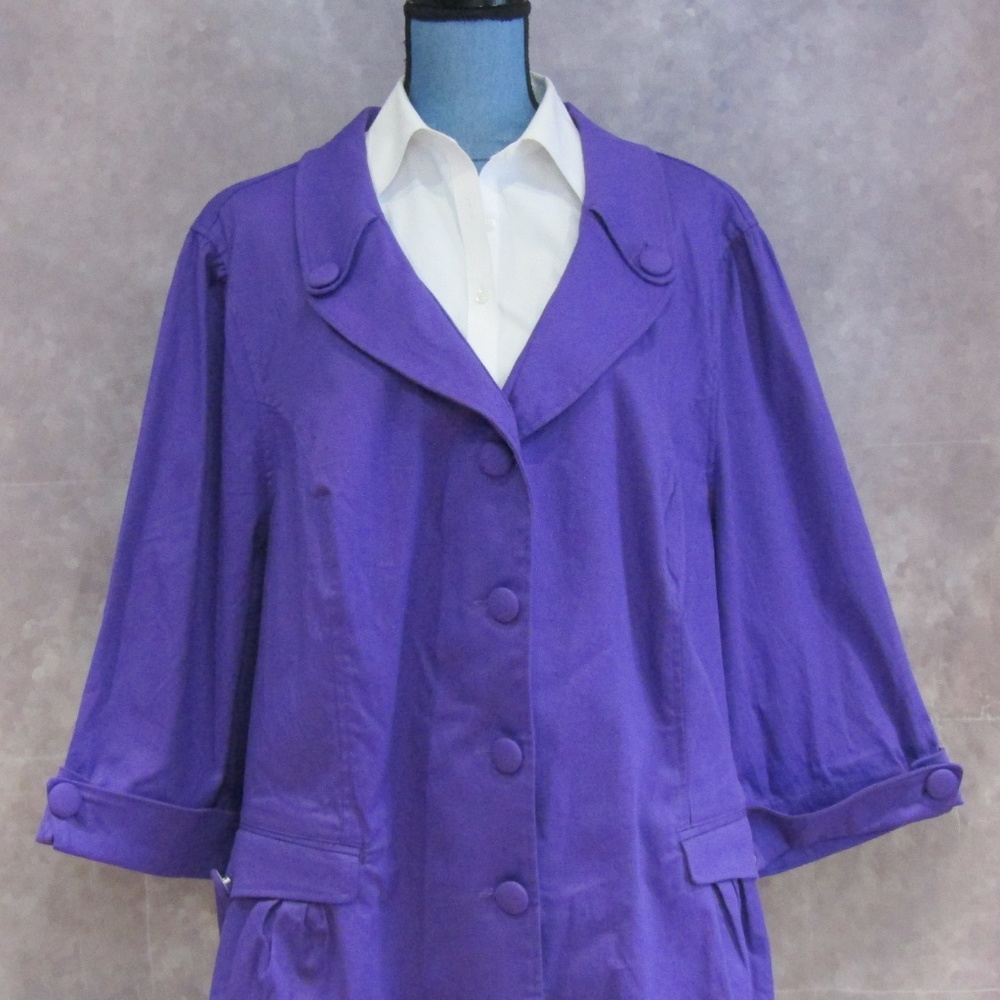 NWOT Allison Woods Purple Peplum Jacket Size 30W - Picture 2 of 4